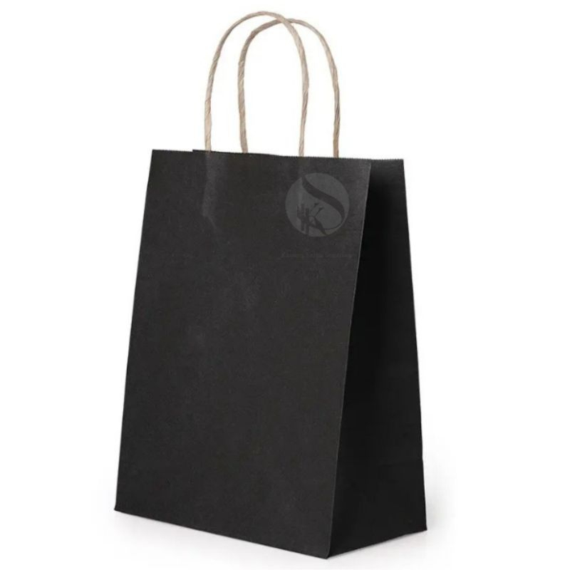 

Paperbag SOS S Kantong Kertas Hitam 11x7x19cm 80 GSM + TALI KERTAS HITAM