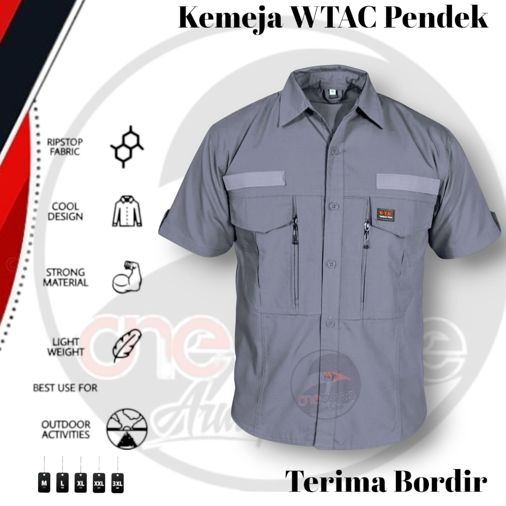 Kemeja Tactical W TAC Lengan pendek | Baju Kmeja Taktikal Lapangan | Polisi | Army | ripstok tornado