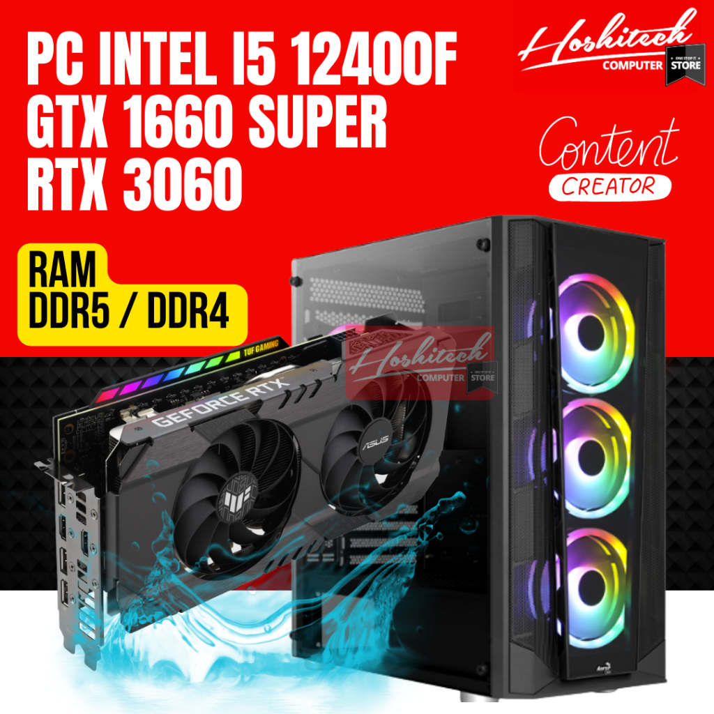 PC RAKITAN GAMING l5 12400F RTX 3060 GTX 1660 RAM DDR5 DDR4