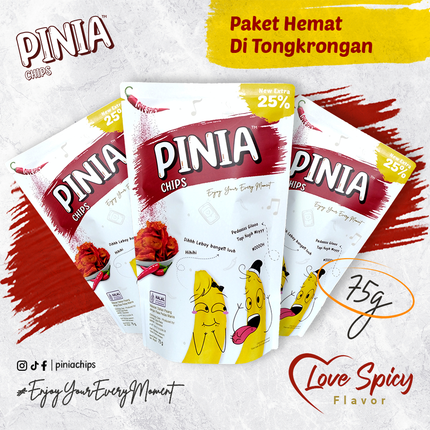 

PROMO PAKET HEMAT!! 3Pcs Pinia Chips - Love Spicy Flavour | Cemilan Keripik Pisang Rasa Pedas Viral dan Kekinian