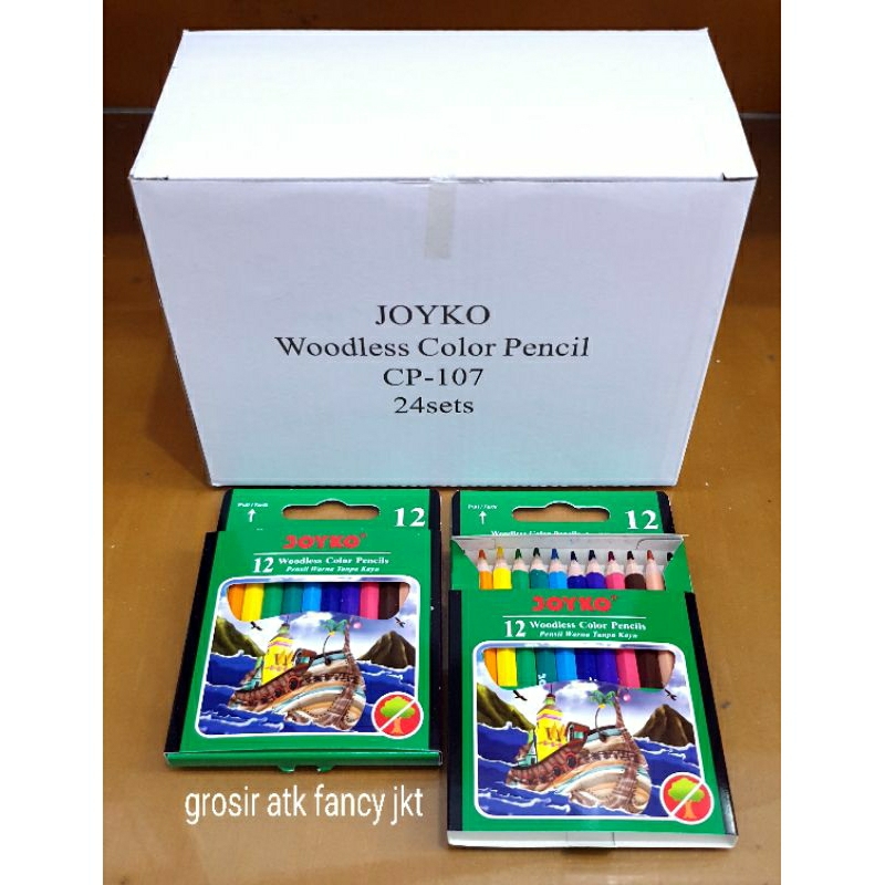 

( 24 set ) CP 107 Pensil 12 Warna Joyko CP-107 Pendek CP107