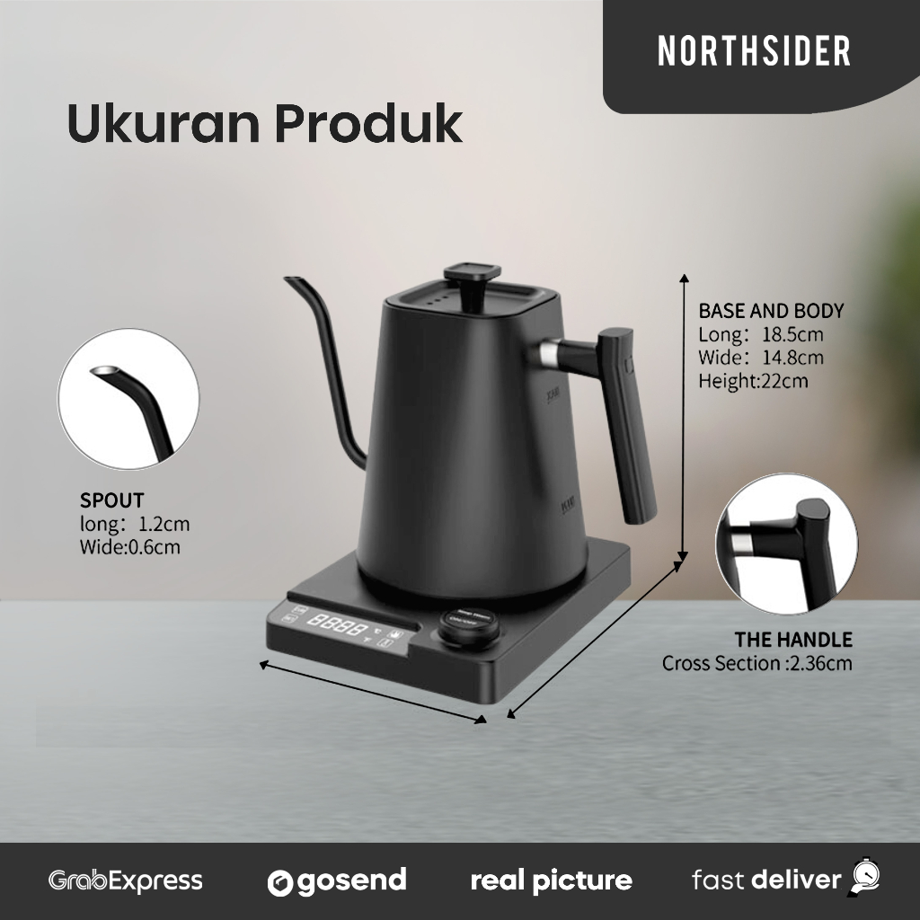 TEKO KOPI ELEKTRIK 1L ARTISAN GOOSENECK VARIABLE KETTLE KT10 PRO