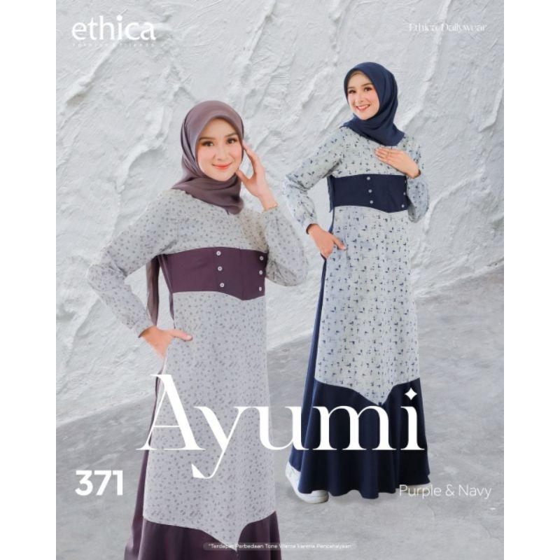 TERMURAH | BEST SELLER | DRESS GAMIS CASUAL FORMAL DAILY AYUMI 371 BY ETHICA ELFA | NAVY | PURPLE