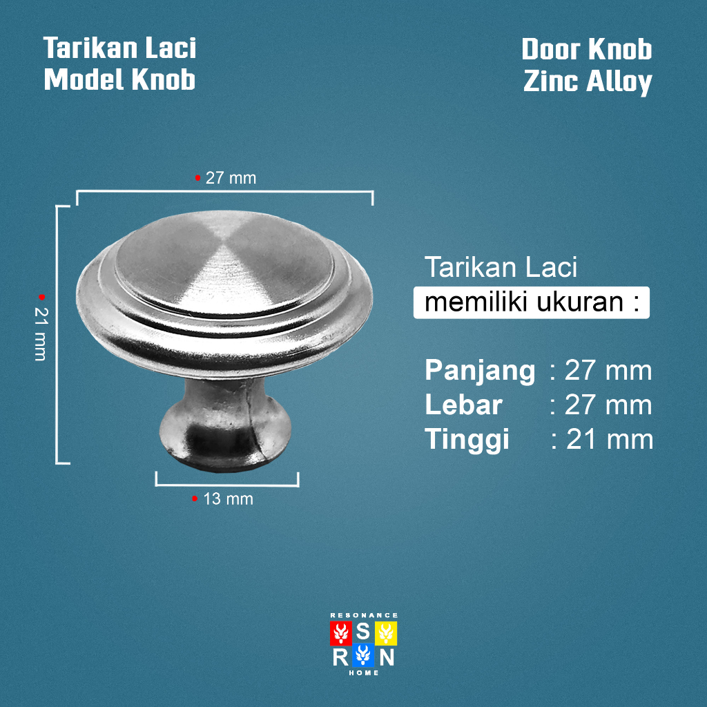 Tarikan Knop Laci Lemari Bulat Silver Resonance Home