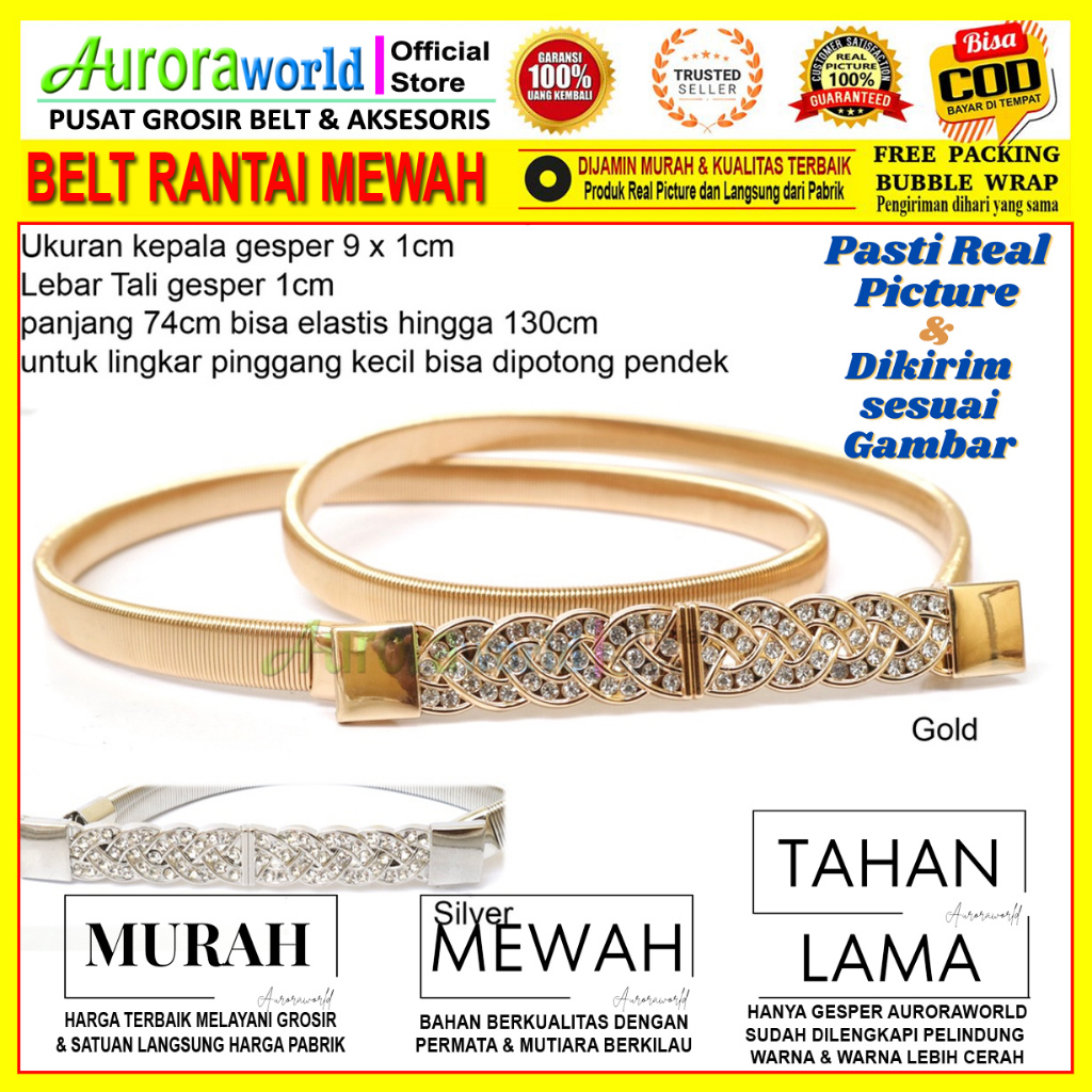 Belt wanita gesper elastis untuk dress gamis tunik ikat pinggang fashion