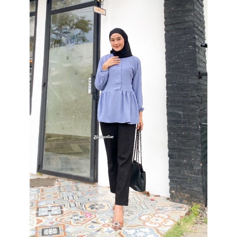 Kemeja Blouse Wanita Polos Allsize Jumbo Atasan Muslimah busui friendly Bahan Crinkle Airflow Bisa COD