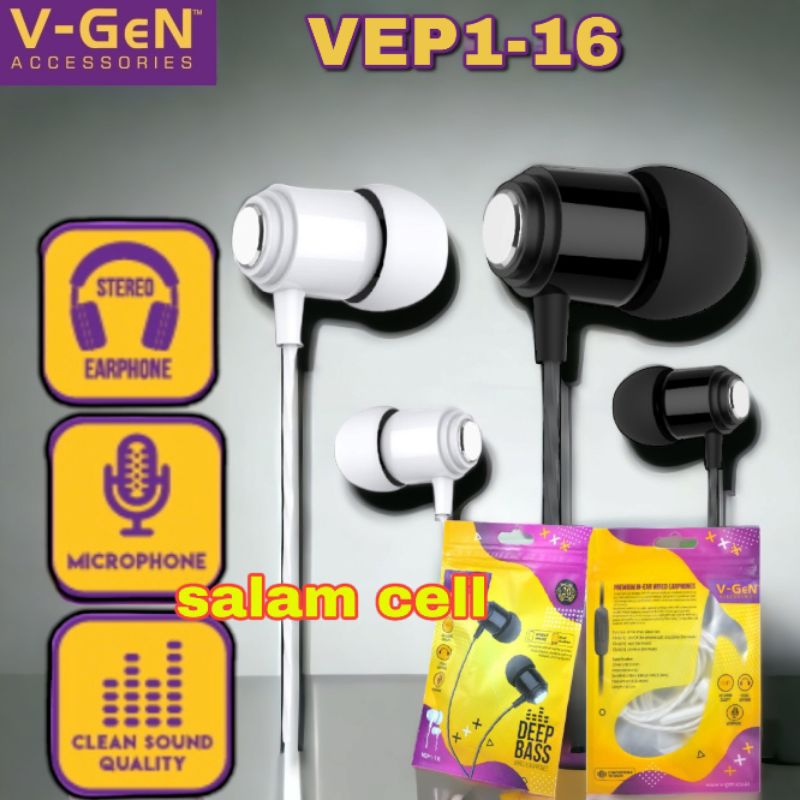 Headset V-Gen VEP1-16 1Pack Isi 20pcs VGeN VEP1 16 Wired Earphones Original