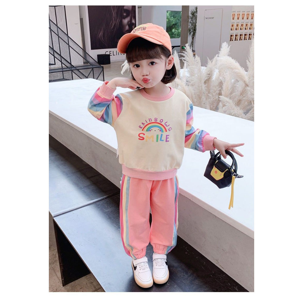 Setelan Sporty Anak Perempuan Motif  Rainbow Smile