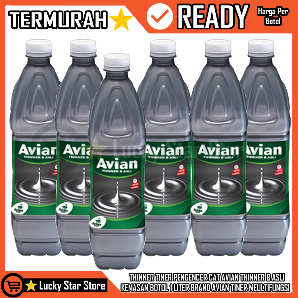Avian Brands Tiner Tinner Thinner B Asli 1 Liter Botol Pengencer Cat Nc Lacquer Acrylic Melamine Min