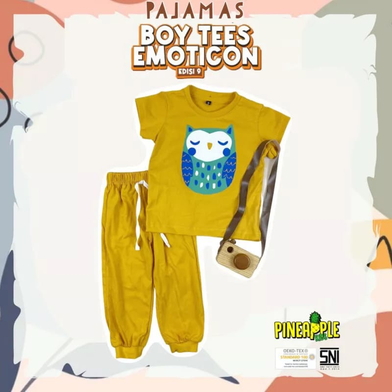 PAJAMAS TEES EMOTICON ANIMAL SETELAN JOGER ANAK 1-5 tahun Setelan Anak LakiLaki