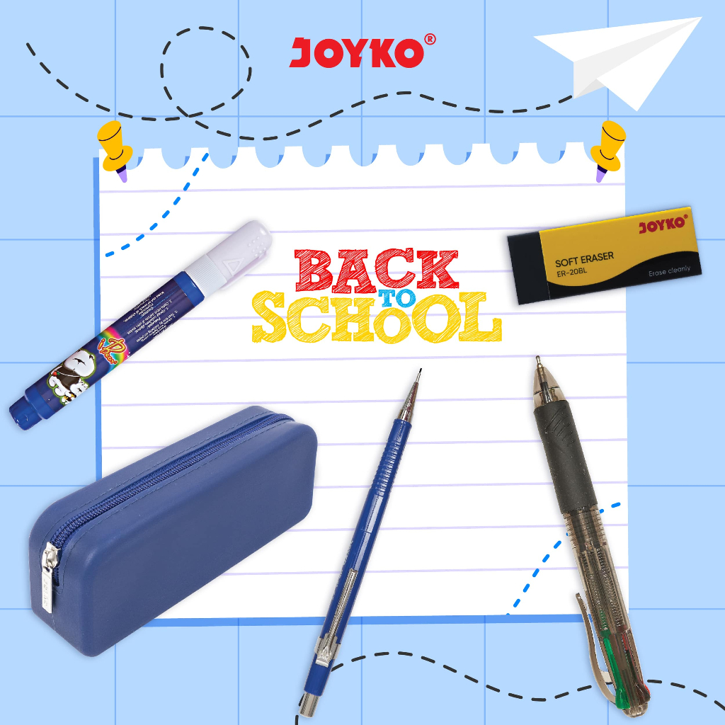 

Back To School Package Joyko Cairan Koreksi 1Pc + Pulpen 4Warna 1Pc + Pensil Mekanik 1Pc + Penghapus 1Pc + Tempat Pensil 1Pc