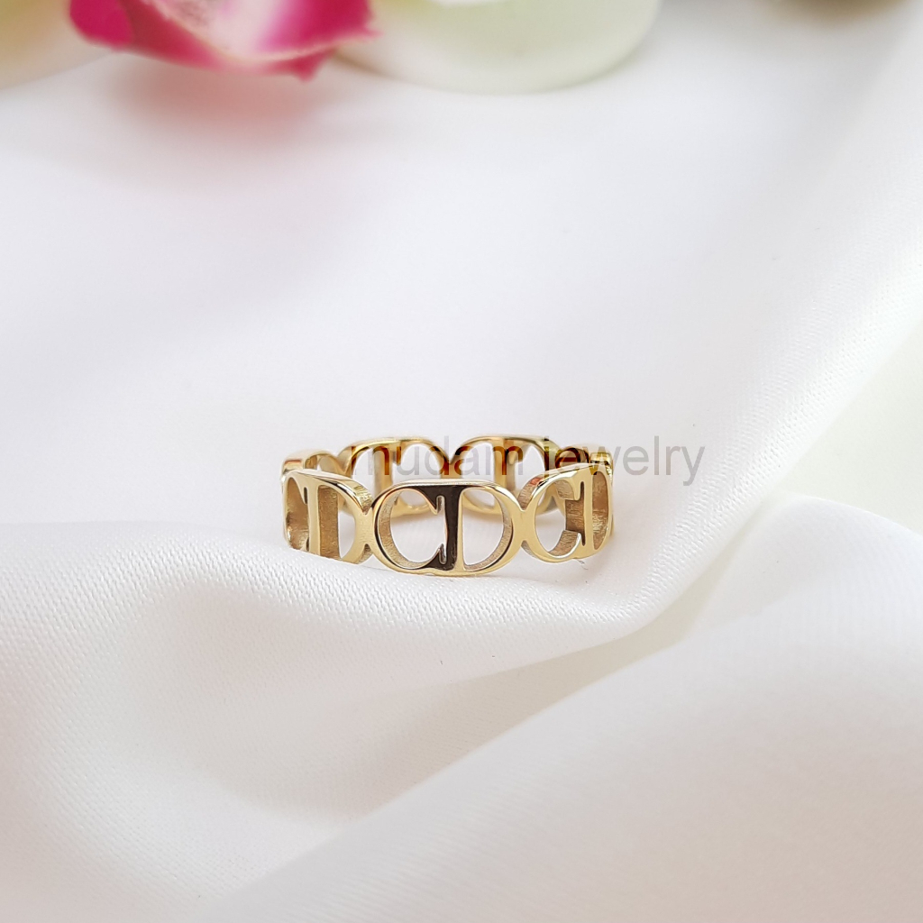 Cincin Model CD Hollow Warna Gold