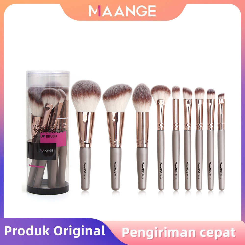 MAANGE 9Pcs Kuas Make Up Kuas Eyeshadow Brush Set Rambut Lembut Fluffy Alat Kecantikan 5886