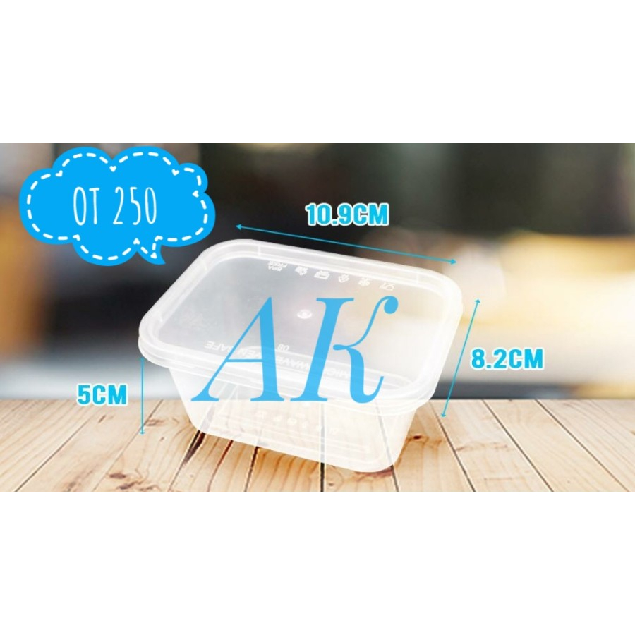 Thinwall 250 ML Persegi Panjang @25 Pcs / Thinwall 250 ML / Kotak Plastik