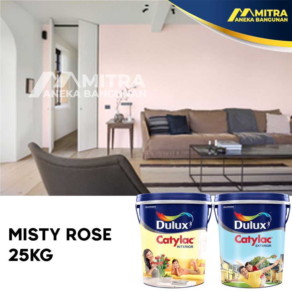 CAT TEMBOK DULUX CATYLAC INTERIOR EXTERIOR 25KG PAIL / MISTY ROSE / PINK PASTEL