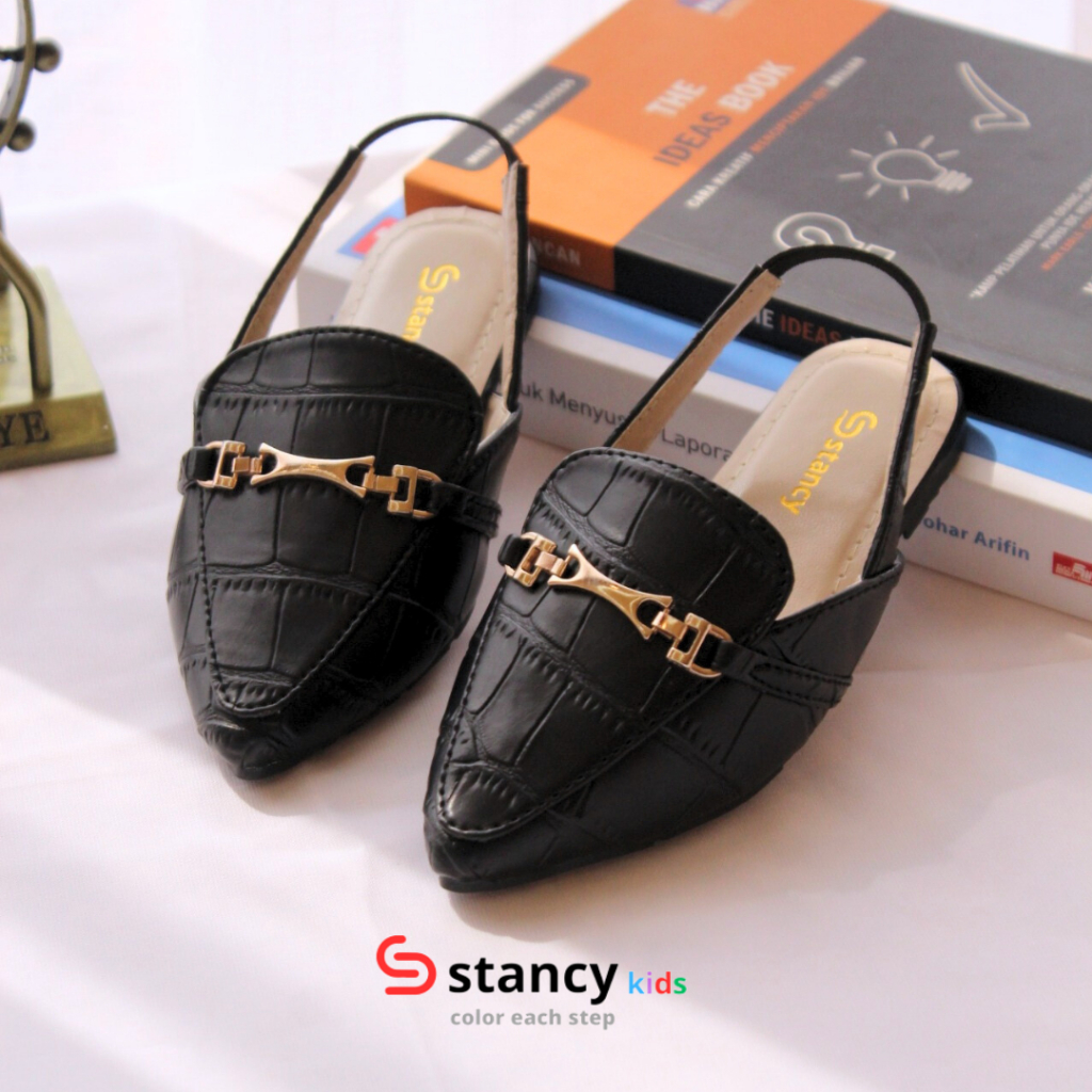 Stancy Kids x janitra Sepatu Sandal Anak Fashion casual  premium  Slipper Croco bahan motif buaya sol karet dan acc  logam