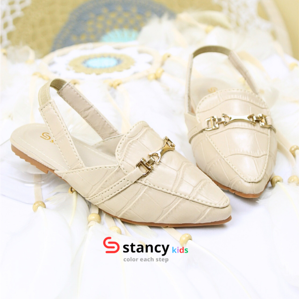 Stancy Kids x janitra Sepatu Sandal Anak Fashion casual  premium  Slipper Croco bahan motif buaya sol karet dan acc  logam