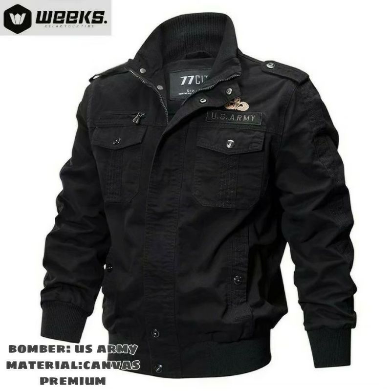 JAKET BOMBER US ARMY // JAKET CANVAS PRIA //JAKET MOTOR