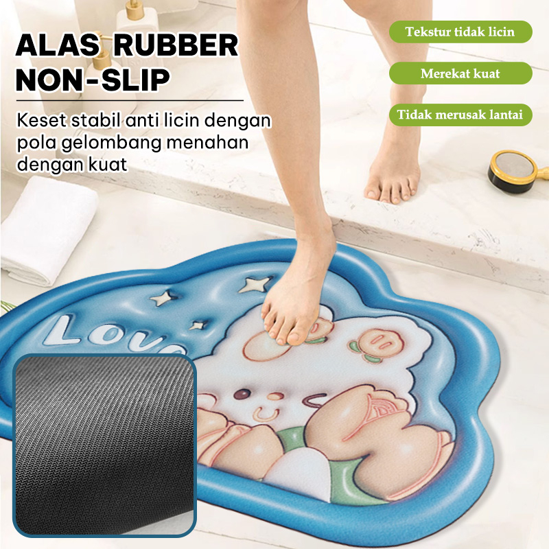 COD TERLARIS!!! Keset Kaki Diatomite 3D Anti Slip - Keset Anti Bau Menyerap Air Anti bakteri (Tidak Timbul) Keset Kaki Motif Karakter - DD-12C