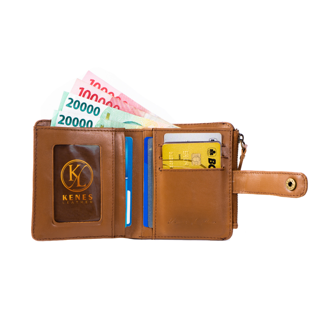 Kenes Leather Dompet Kartu Wanita Kulit Asli STEVIE Pullup - Free Grafir Nama