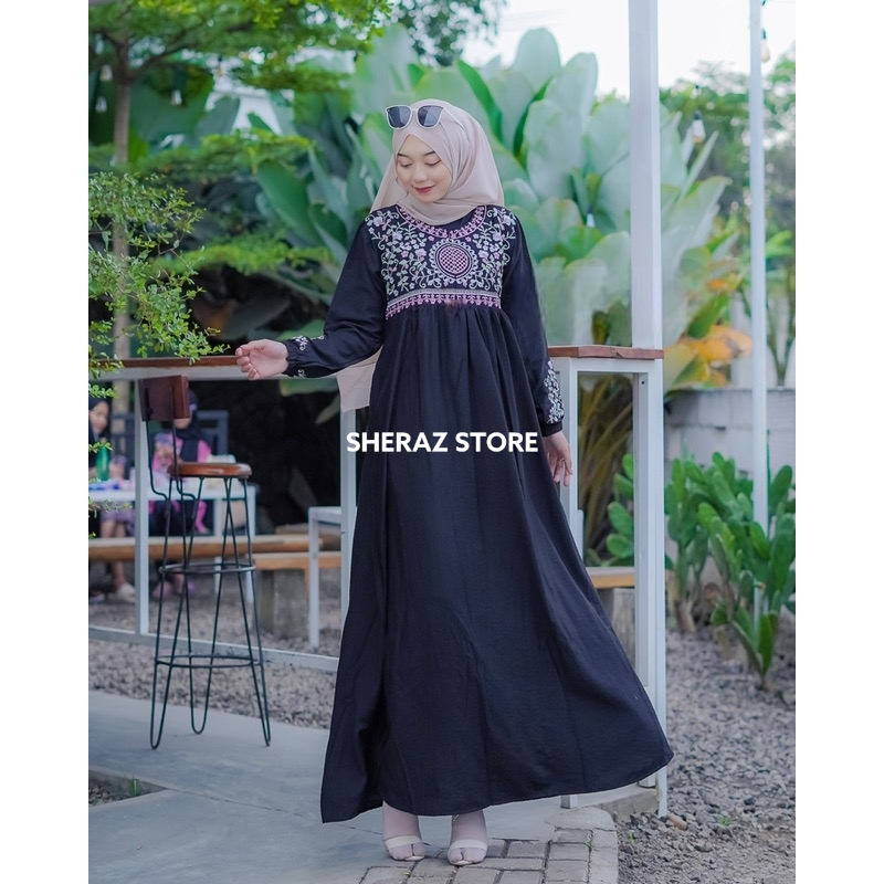 Gamis Bordir Jumbo Ld 120 130 140 SAKILA MAXI S M L XL XXL XXXL 5L Bahan Polo Linen Premium Terbaru