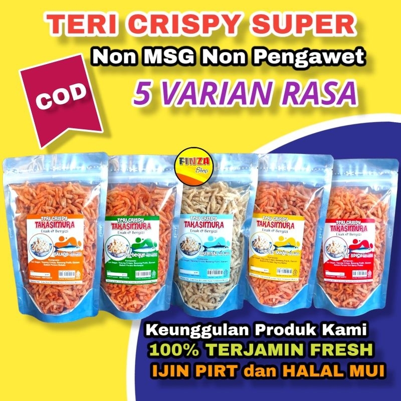 

ikan TERI crispy KRISPI medium sehat siap saji original/balado/barbeque/pedas/jagung bakar | lauk kering sehat