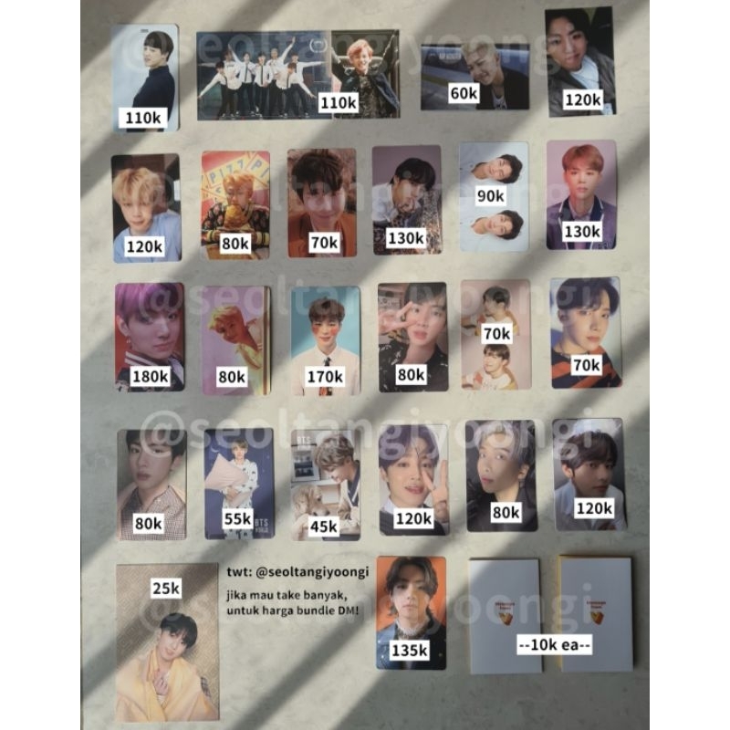 BTS Official photocard Jin RM JHope V taehyung Jimin Jungkook Orul Dark & Wild hyyh persona mots 7 l