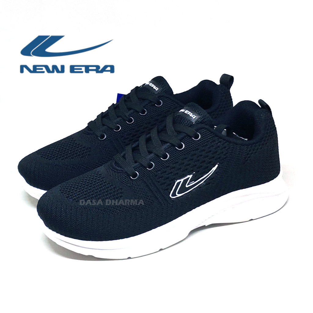 Sepatu New Era Alphard 06 L Sekolah Anak SD SMP Sneakers Hitam Putih Size 35 - 38