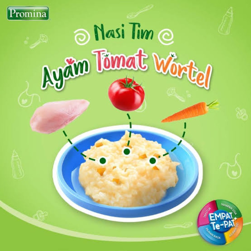 PROMINA Nasi Tim Ayam Tomat Wortel New Box Kotak Bubur Bayi MPASI 100g 100gr 100gram 100 g gr gram 1Thn Plus 1+ 1 Tahun