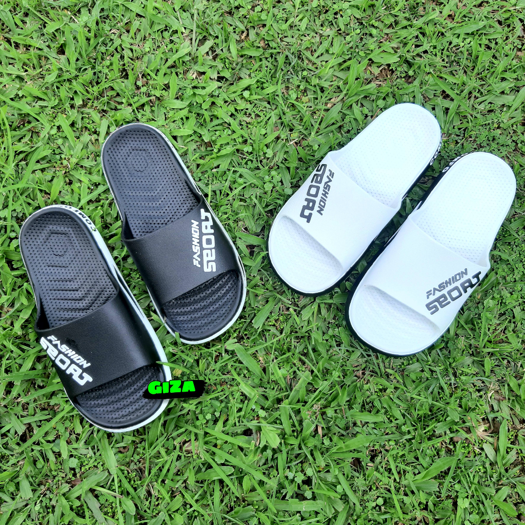 Sandal Pria Slide Sandal Karet Selobong Tanpa Sambungan Ringan Awet Trandy