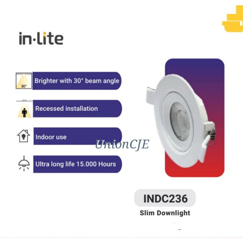 Lampu SpotLight Downlight 5 Watt INLITE INDC236 Adjustable Bergaransi