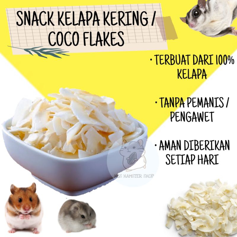 Snack Kelapa Kering / Coco Flakes | Makanan Snack Hamster , Sugar Glider