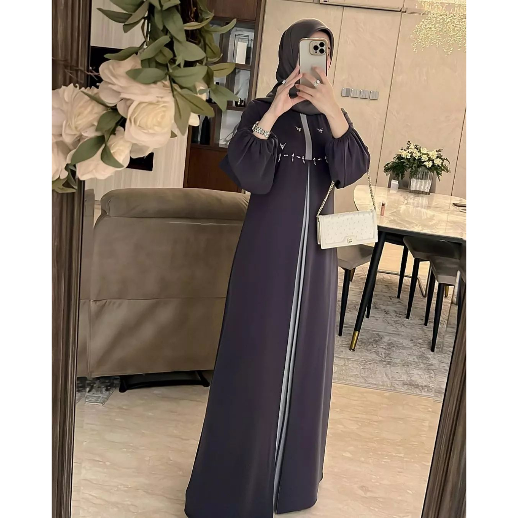 Auria Maxy Dress Terbaru 2023  Gamis Jumbo Terbaru Bahan Ceruty Babydoll Fullpuring Aksen Payet Mutiara Ziper Dada/ Busui Freindly OOTD Gamis Kondangan Terbaru Mewah Aoutfit Elegant Wanita KEKINIAN