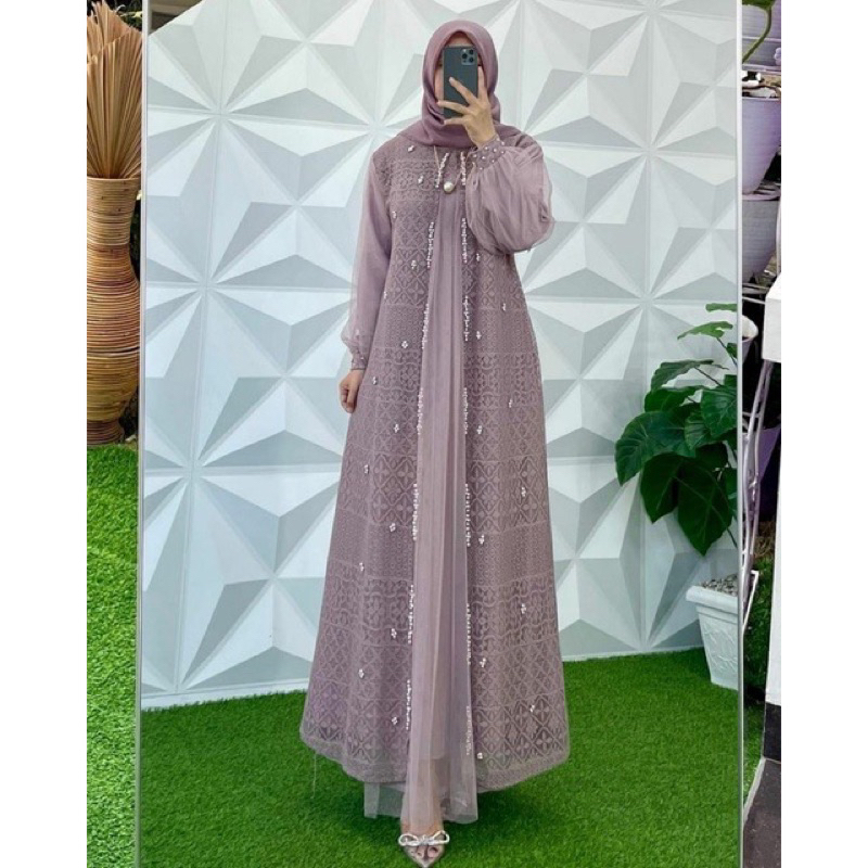 Gamis Ozias Tiara brukat premium import / Gamis mewah kondangan Dress bridesmaid / Dress wisuda
