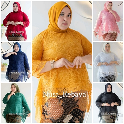 atasan brukat JUMBO-kebaya brukat jumbo premium/kebaya jumbo ld 130/kebaya brukat jumbo ld 130/kebaya brukat jumbo modern/kebaya brukat jumbo hijau/ /kebaya moderen dongker