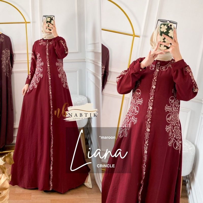 LIANA ABAYA BORDIR ORI NABTIK | Ld110 Crinkle Airflow