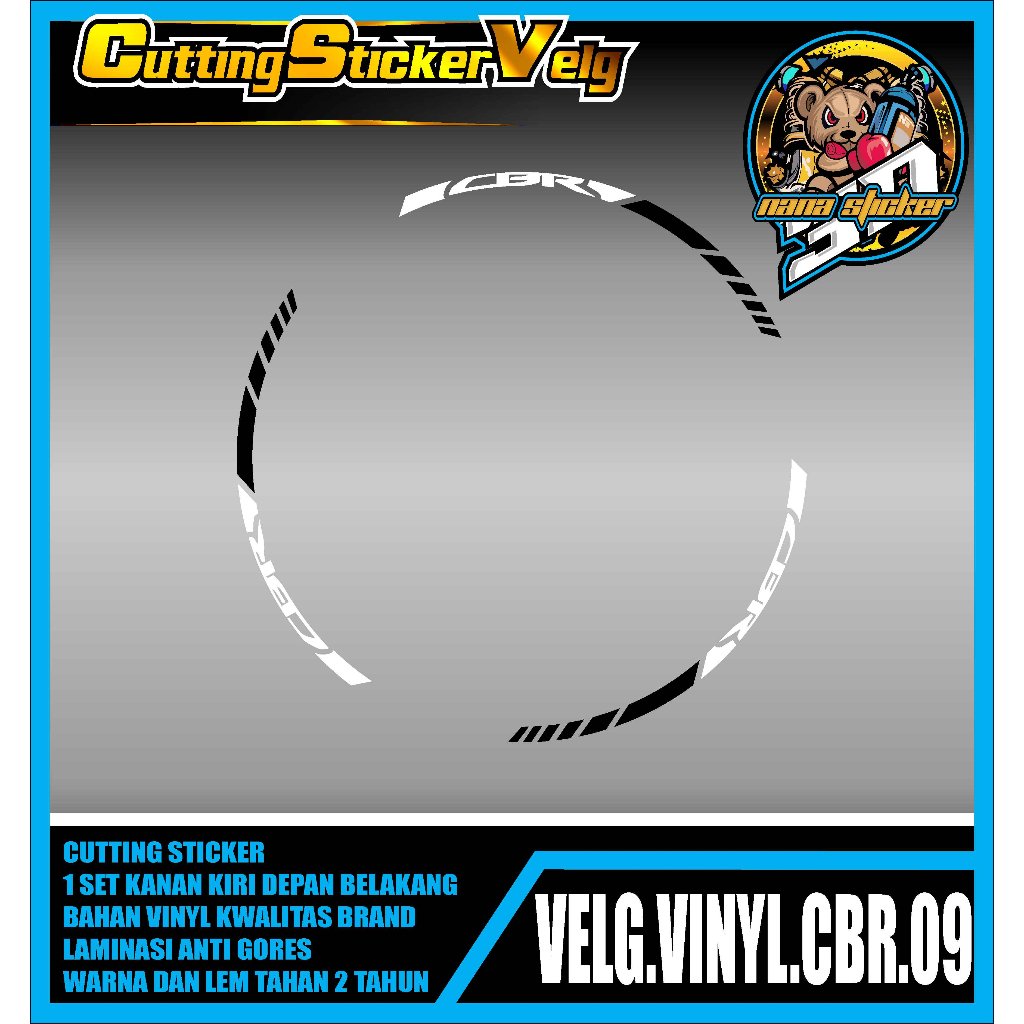 CUTTING STIKER VELG CBR - STICKER LIS LIST VELG VARIASI CBR 09