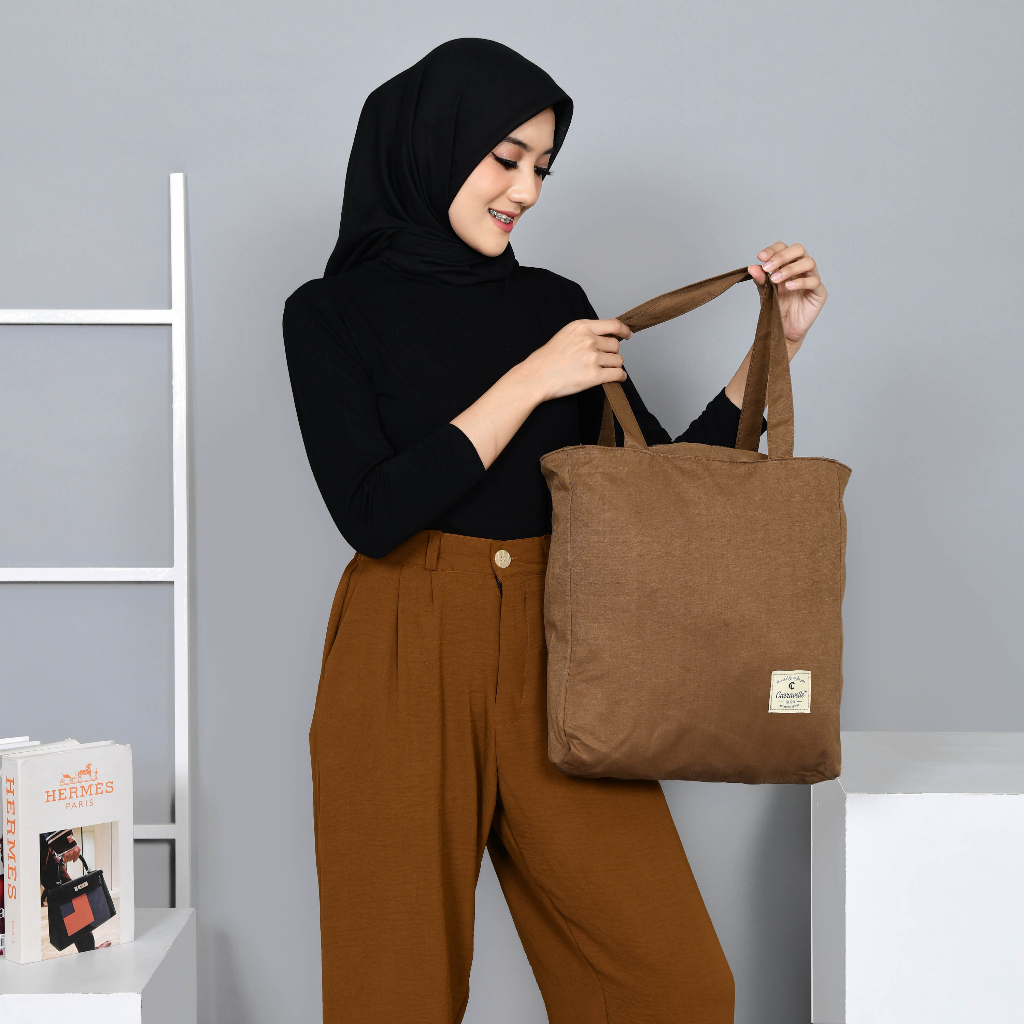 Tas Tote Bag kuliah wanita resleting bahan kanvas sueding polos dan canvas motif Aesthetic Bisa custom sablon untuk nudie bag seminar gift dan souvenir pernikahan