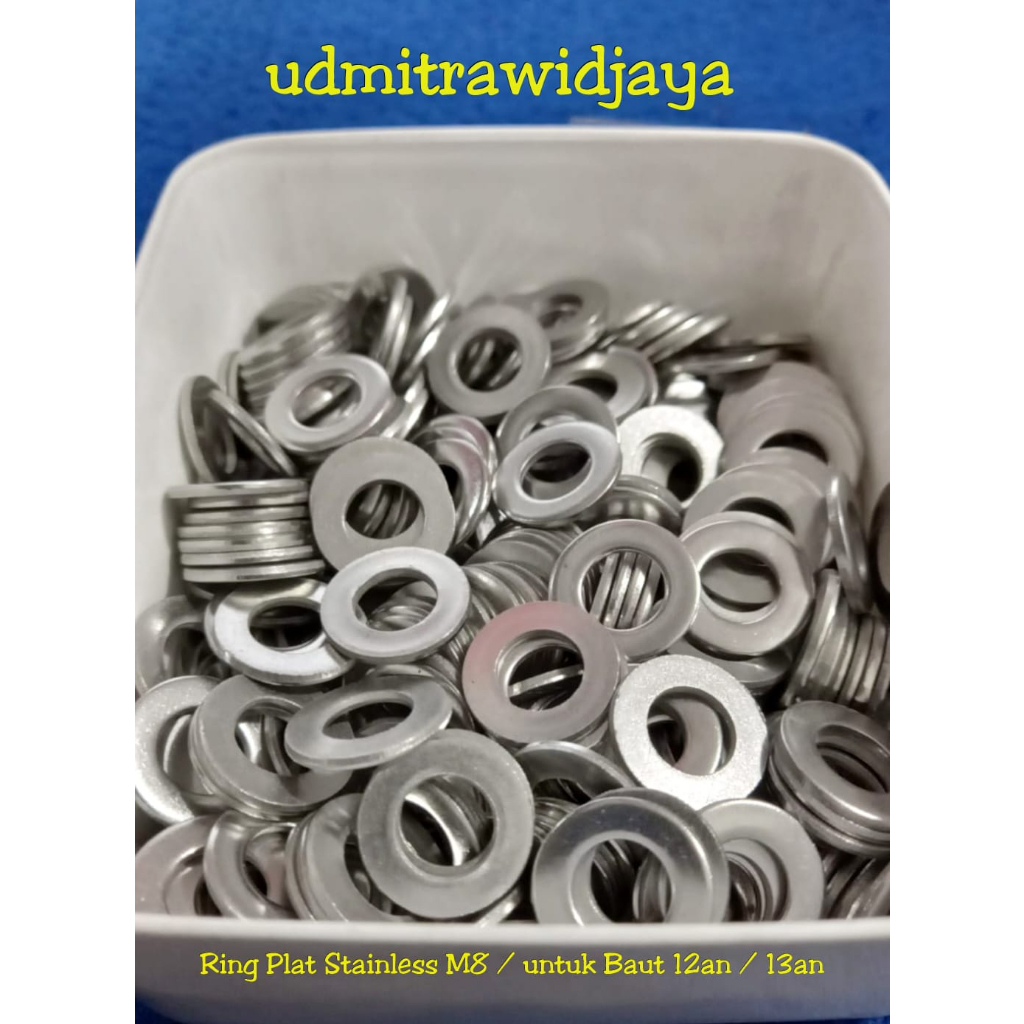 Ring plat stainless stell TEBAL M8 / kunci 12 dan 13an ringplat 12an ring plat tebal M8 washer plate ringplat stenlis lebar uk baut 12an ring tebal baut 12 &amp; 13an ring plat stainless M8 p 1.25 p 1.25 wp ss M8x1.25