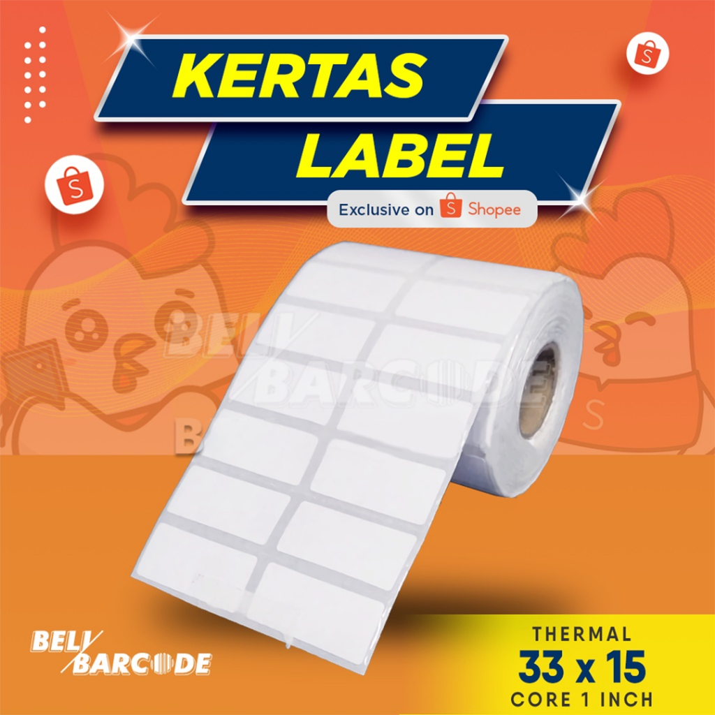 Stiker Label Barcode 33x15mm Thermal 2 Line isi 2000 Pcs