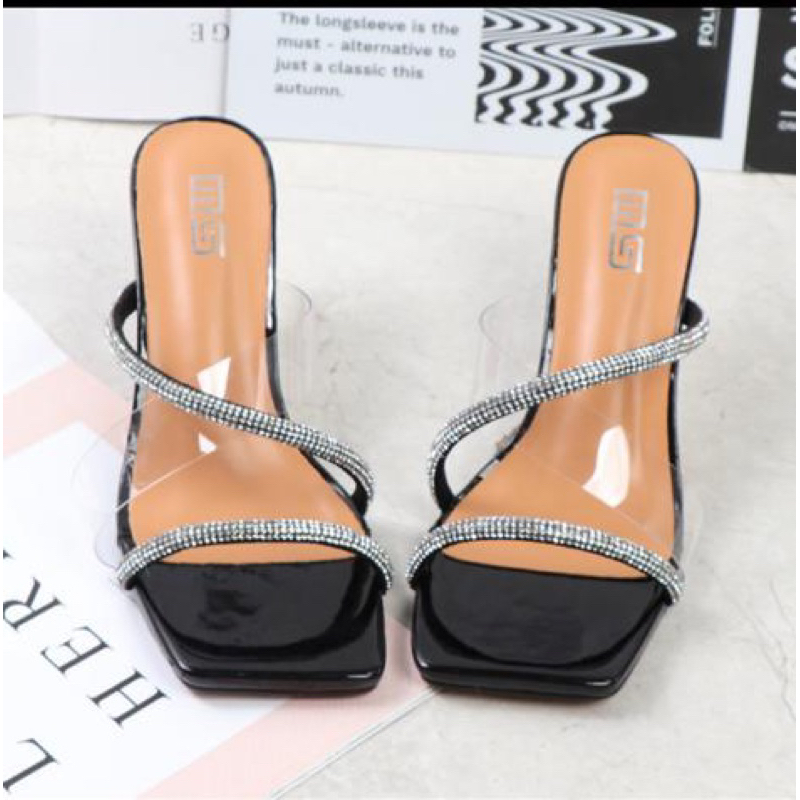 high heel tali import hak kaca menarik pu02