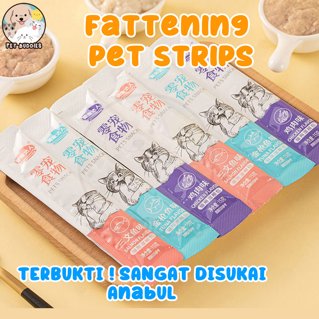 Fattening Pet Strip Snack Kucing Penggemuk Makanan Wet Cat Food Creamy Treats