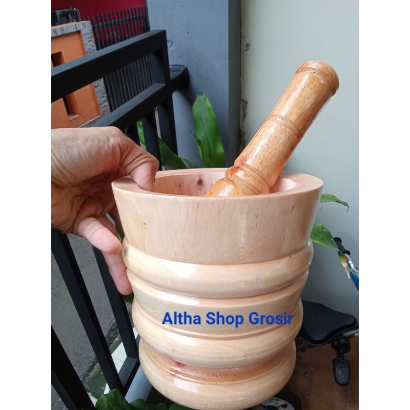 Paket Lumpang Tumbukan Kayu Besar  / Lumpang dan Alu Jumbo / Tumbukan Besar Tradisional Kayu mahoni