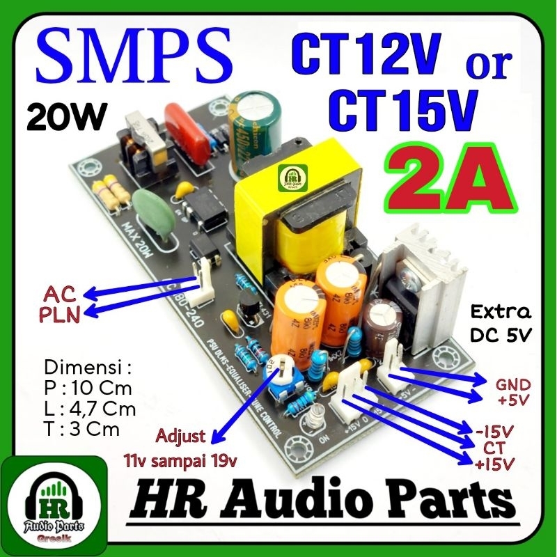 SMPS DLMS Equalizer Tone Control Mixer CT15V ( CT15~20V ) Extra DC5V