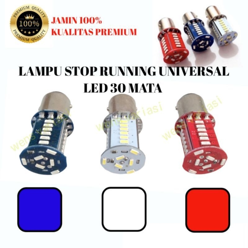 LAMPU STOP LED BAYONET 30MATA RUNNING BOHLAM STOP 30LED DC KAKI 2 UNIVERSAL MOTOR MOBIL 12VOLT