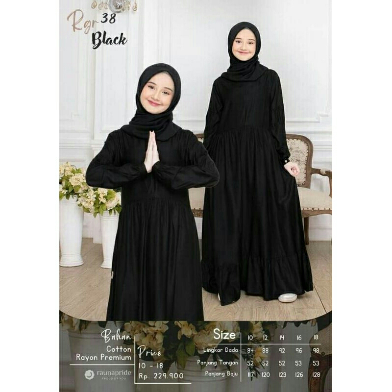 BAJU GAMIS REMAJA RGR 38 BLACK BY RAUNA