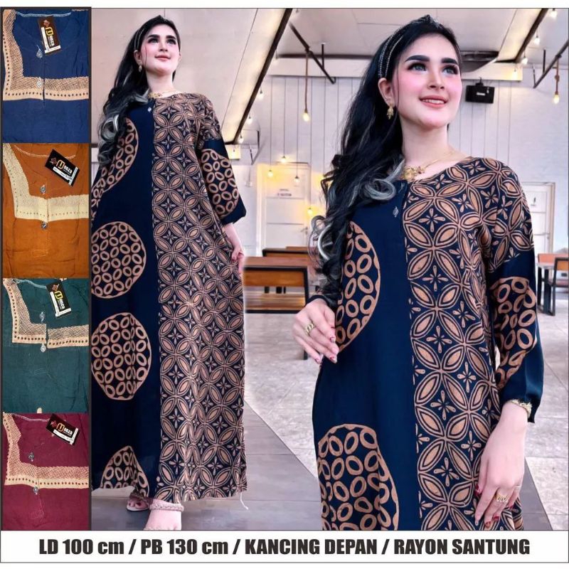 Daster panjang cabut warna Salwa Thalea sheila bahan rayon dada kancing depan busui bumil lengan panjang harga grosir murah wanita