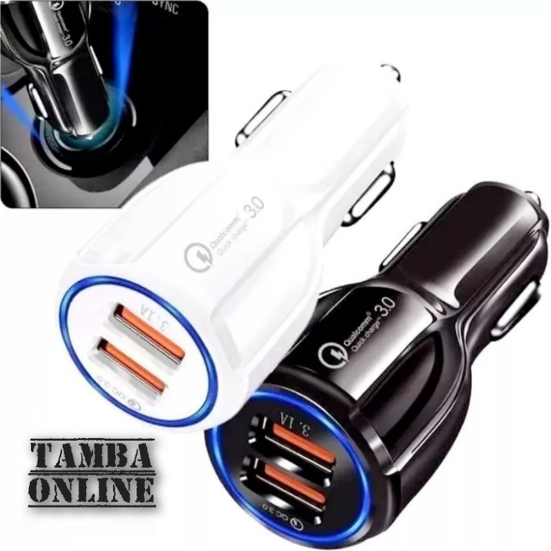 Adapter Charger Mobil 2 Port USB 3.0 Quick Charge 3.0