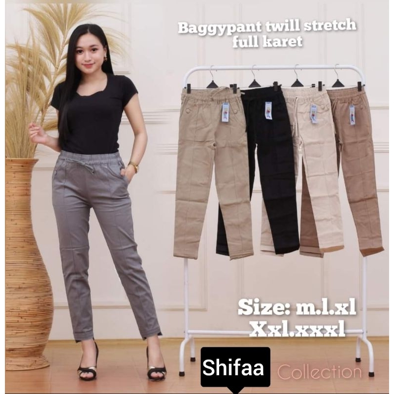 Celana Bahan Wanita / Celana Baggy / Celana Panjang Wanita / Baggy Pants Premium / Celana Baggy Pants Bahan Twill Combed Diamond Ukuran Standar Jumbo Super Jumbo