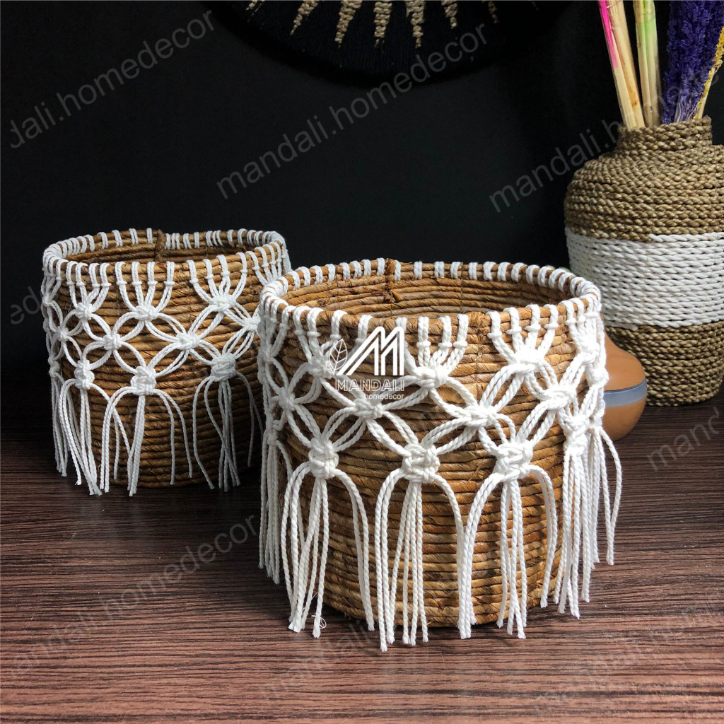 Cover Pot Anyaman Keranjang Banana Macrame Kerajinan Anyaman Jogja